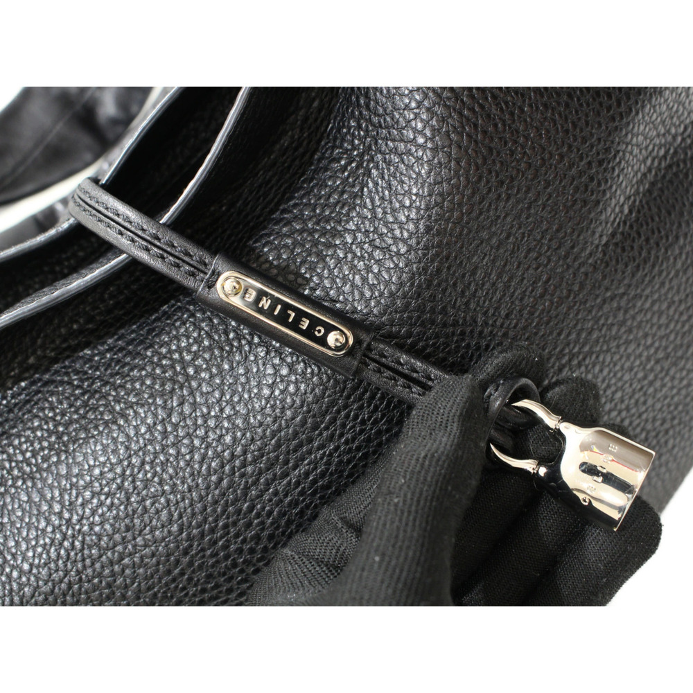 CELINE Bittersweet Shoulder Bag Leather Black Tote - Picture 8 of 9